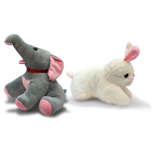 PlushyOnline's Combo of Elephant and Rabbit  Soft Toy for Kids 1+ Yrs - 30cm, 25 cm