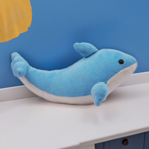 PlushyOnline's Dolphin Blue & White Soft Toy for Kids 1+ Yrs - 30 cm